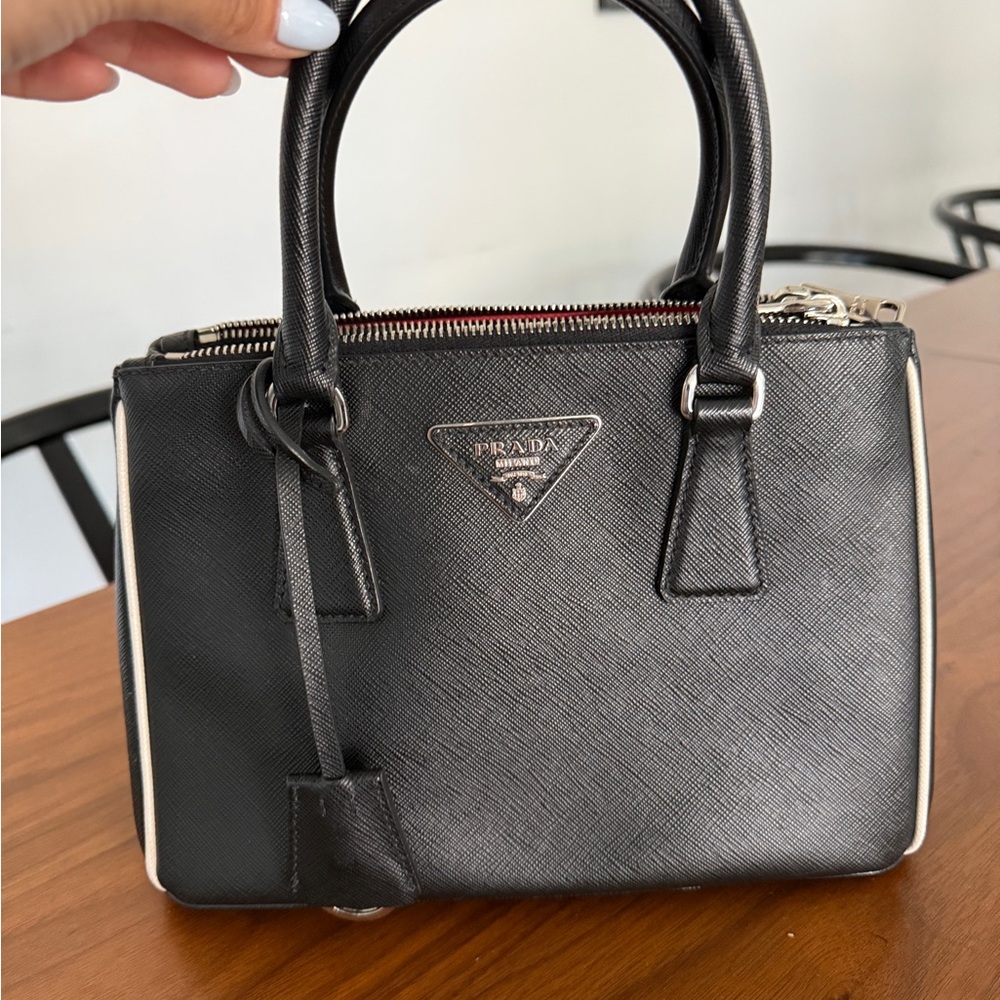Prada Black Satchel with Saffiano Leather and Structured Design